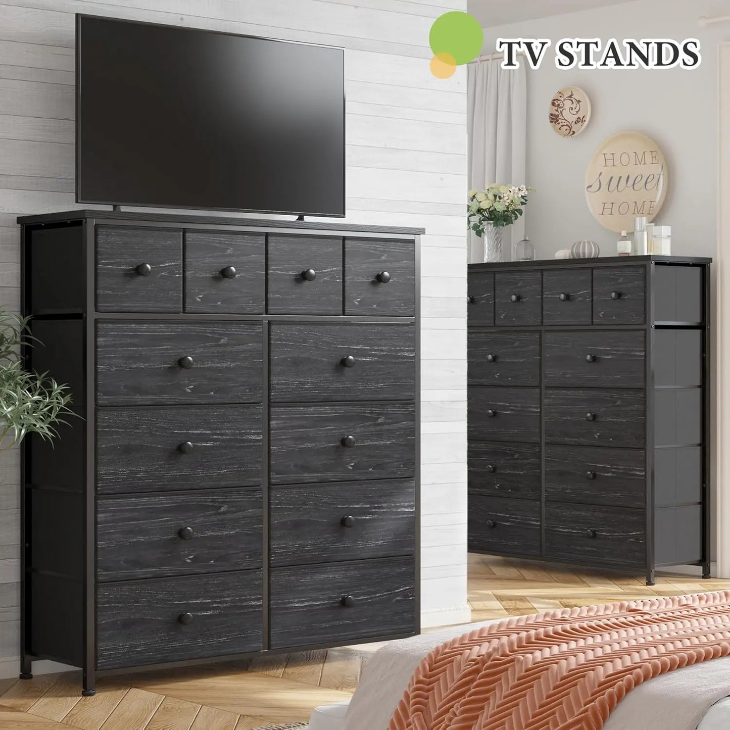 Dresser,Black Dresser for Bedroom with 12 Drawers Dressers & Chests of Drawers for Bedroom, Fabric Storage Dresser