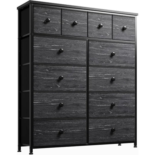 Dresser,Black Dresser for Bedroom with 12 Drawers Dressers & Chests of Drawers for Bedroom, Fabric Storage Dresser