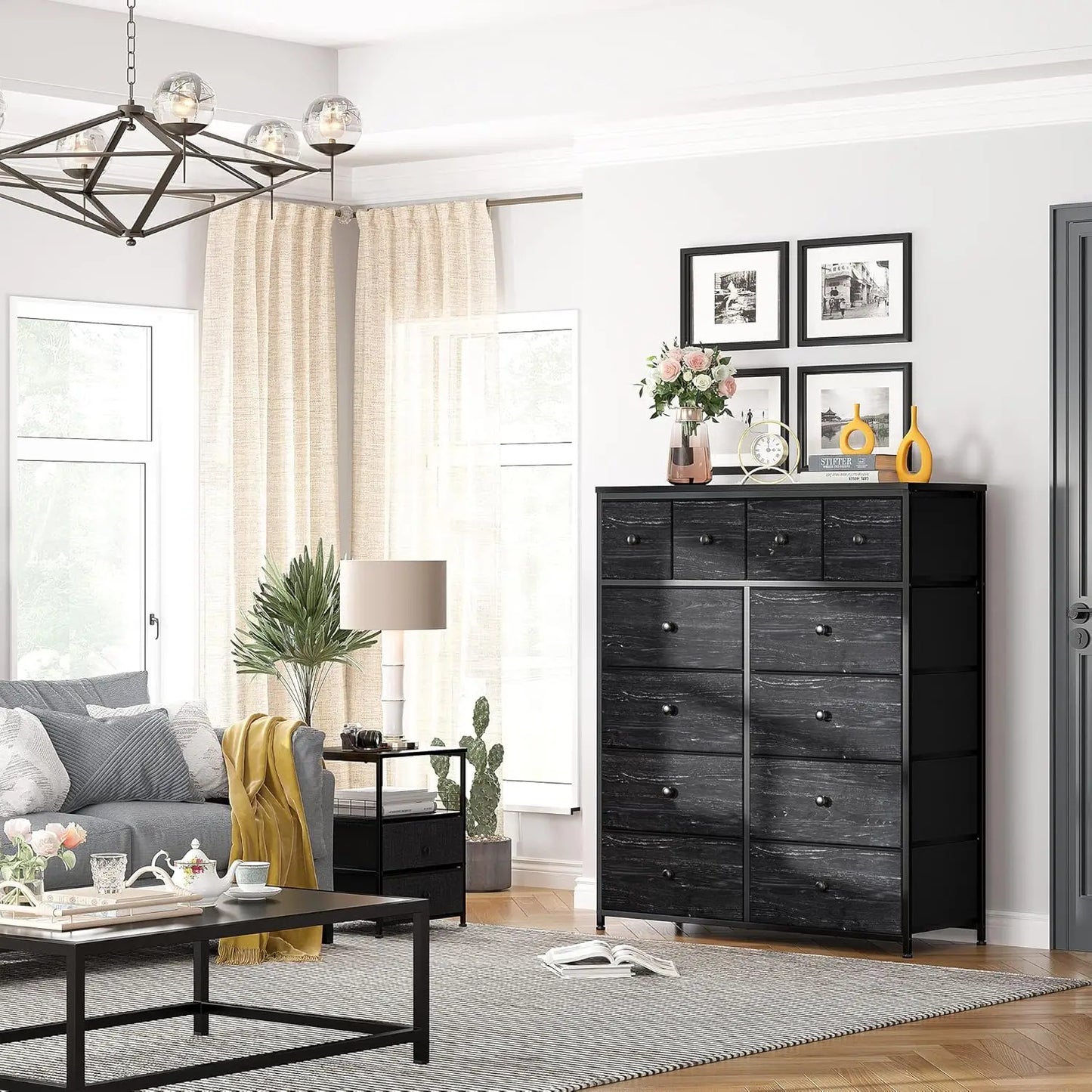 Dresser,Black Dresser for Bedroom with 12 Drawers Dressers & Chests of Drawers for Bedroom, Fabric Storage Dresser